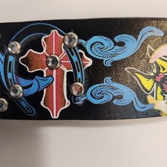 Genuine Leather 3D painted Belt Studs W/ Pile of Skulls Belt Buckle 36&Prime; Grunge
