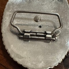 Nocona Silver Horse Head Rhinestone Western Floral Scroll Oval Belt Buckle