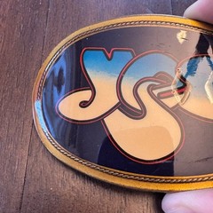 Vintage YES Band Logo Belt Buckle 1977 Pacifica Mfg Brass Tone Oval
