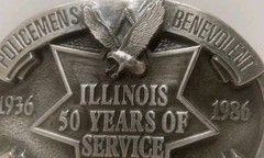Illinois Policemens Benevolent Protective Assc. Belt Buckle 50 Years 1936-86