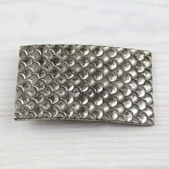 Rectangular Belt Buckle in Scale Design Vintage Antique Silver Look