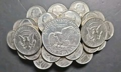 Eisenhower Dollar KENNEDY HALF DOLLARS COIN + NICKELS BELT BUCKLE HEAVY 4.5 In.