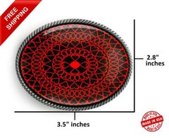 Hearts Belt Buckle – Love Mandala Handmade Oval Unisex Buckle – 710
