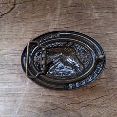 Horse Head w/Coral Stone – Mens Belt Buckle – Zircon Alloy Retro Western Cowboy