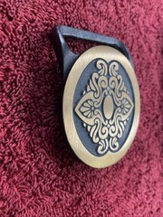 Vintage 1978 Solid Brass Mens Belt Buckle Ornate Scroll Design New Old Stock