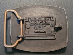 Vintage 1978 SL Knight Sculpture Bass Fly Fishing Belt Buckle Solid Bronze USA