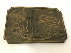 Belt Buckle Pioneer Cowboy Tall in the Saddle Brass Buckle Vintage