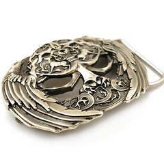German silver belt buckle Yggdrasil, Norse mythology, Scandinavian tree of life