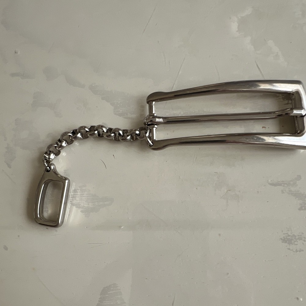 Vintage Gianfranco FERRE STUDIO Silver Belt Buckle Chain Keeper Made in Italy
