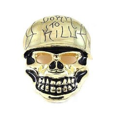Born To Kill Troop Military Soldier Gold Skull Head Skeleton Men Belt Buckle