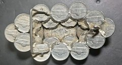 Eisenhower Dollar KENNEDY HALF DOLLARS COIN + NICKELS BELT BUCKLE HEAVY 4.5 In.