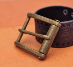 Novelty Mens Antique Brass Single Prong Pin Metal Roller Belt Buckle 1-1/2&Prime;