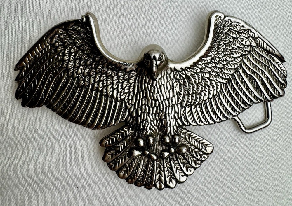 Classico Italia A136 Silver Eagle Belt Buckle Made in Italy Vintage Western 5in