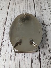 Belt Buckle Metal Motorcycle Skull Flames Mens Oval 3.5&Prime; x 2 5/8&Prime;