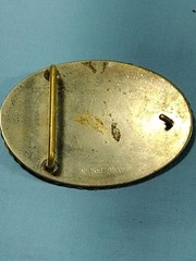 Vintage Yellow Jacket Specialist Belt Buckle Oil Drilling RN# 681 Gold Color