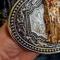 Santa Muerte belt Buckle Oval Buckle Rose Gold Silver Heavy Zinc Alloy
