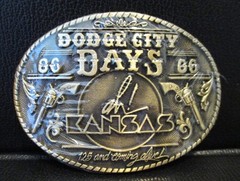 Dodge City Days Ah! Kansas 125 and Coming Alive 1986 Brass Belt Buckle 118/500