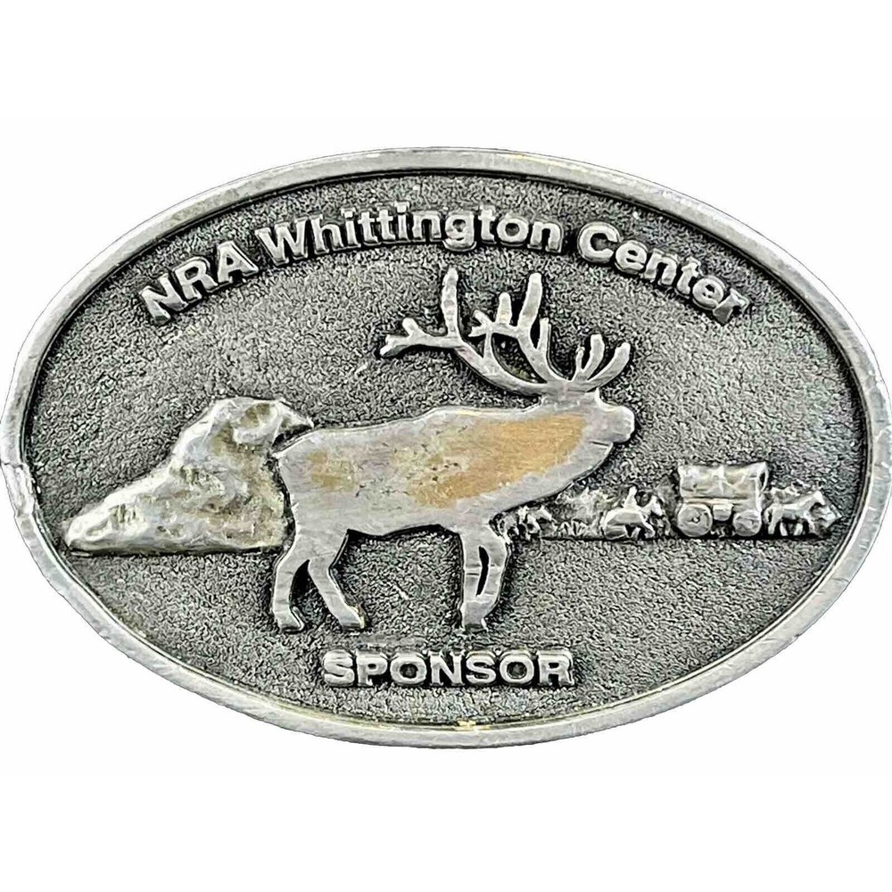 Bull Elk NRA WITTINGTON CENTER SPONSOR BELT BUCKLE Estate Western Cowboy Vintage