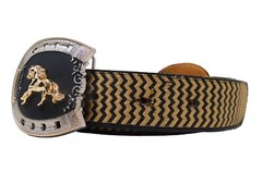 Belt Buckle Golden Horse Sliver,Gold,Black,Metal Rodeo Western
