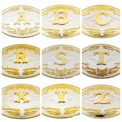 Initial Letter A to Z Gold Silver Metal Mens Belt Buckle Western Rodeo Cowboy