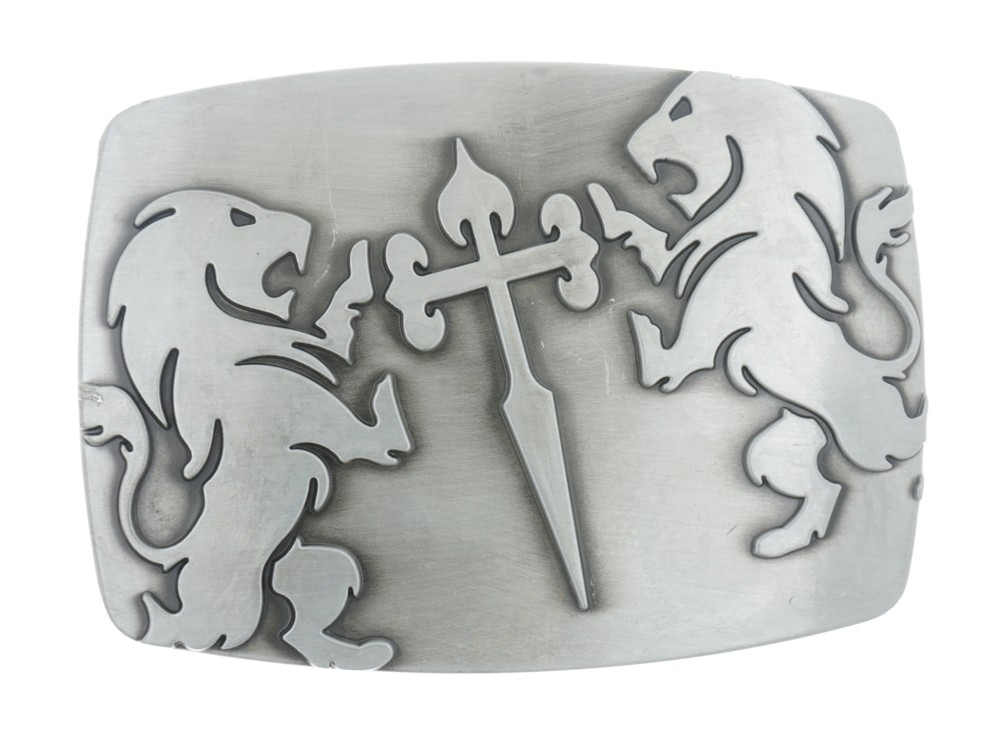 Lions Cross Sword Metal Belt Buckle
