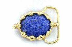 UNIQUE 40×30 Oval Lapis Cab Cabochon Gemstone Gold Color Belt Buckle EPBB1