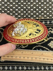 Western Buckle Oval Gold Silver Red Horse Rider Cowboy 2 » Hebillas Vaqueras