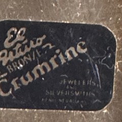 Crumrine El Arturo Bronze Western Belt Buckle Floral Engraved Initial B Vintage