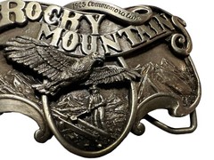 Vtg Rocky Mountains Belt Buckle Eagle 1985 Commemorative 2046/2500 Siskiyou