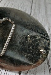 Belt Buckle Metal Motorcycle Skull Flames Mens Oval 3.5&Prime; x 2 5/8&Prime;