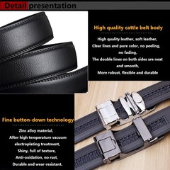 THS Leather Ratchet Belt for Men – Automatic Click Buckle, 36-40, Brown