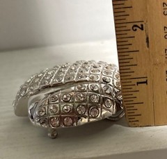 Boxing Glove Belt Buckle Silver Rhinestone Bling Ringside Men & Women 3.5 x 2.5&Prime;
