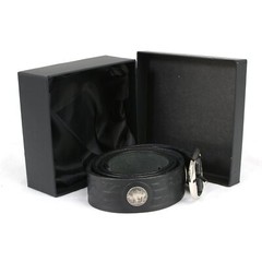 Milwaukee Leather 7123 Men&rsquo;s 44 MAG Black Leather Belt w/ Interchangeable Buckle