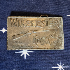 VTG Winchester Repeating Arms New Haven Conn. Rifle Gun Belt Buckle Brass #9
