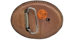 EAGLE Belt BUCKLE w/ WHITE BUCKSTITCHING Lg HANDMADE Brown LEATHER Western/Biker