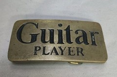 VTG Guitar Player Solid Brass Belt Buckle Retro Rock Band 4108 Taiwan Rectangle