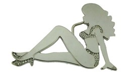 Mud Flap Girl Trucker Biker Pin UP Belt Buckle Silver Chrome Metal Men Women New