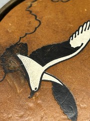 Leather Embossed Hand-Painted Flying Seagull Solid Brass Belt Buckle