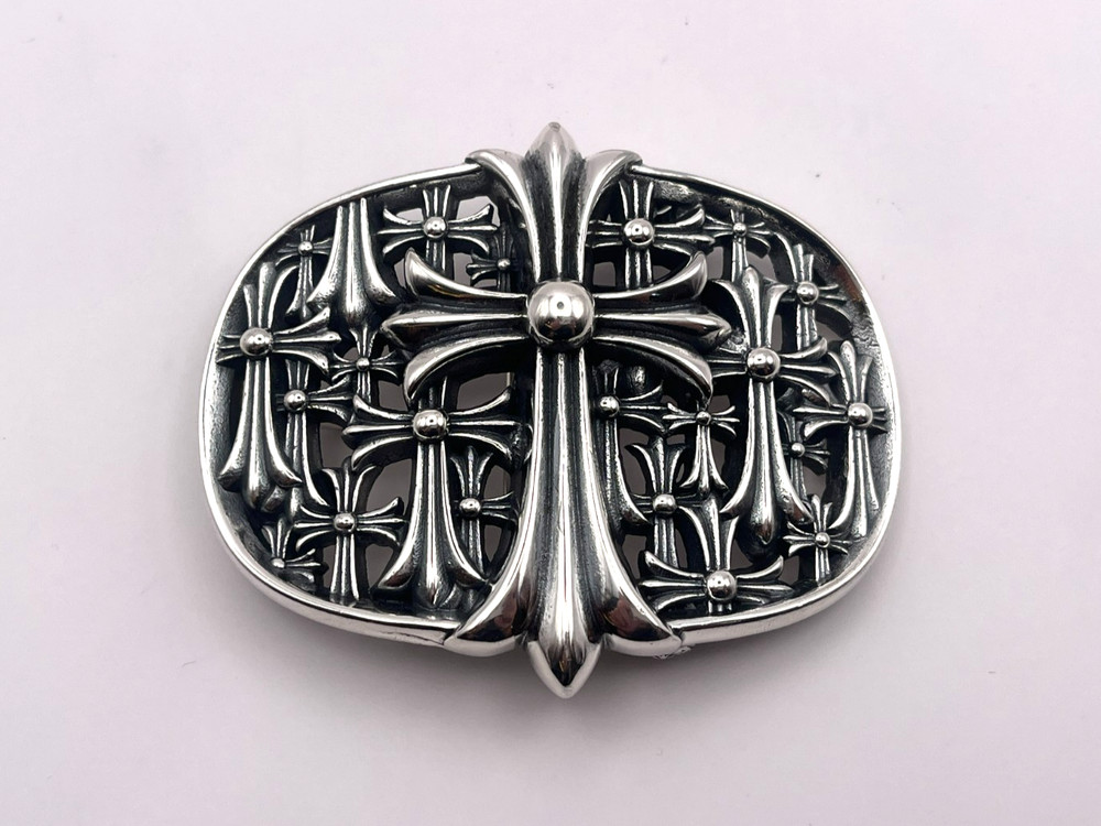 Gothic Cross Belt Buckle Silver Tone Ornate Oval Biker 3.9oz【BBKRO】