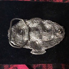 N.O.S. Vintage Great American Buckle Co. Pewter 1992 Eagle Indian buffalo EMAMEL
