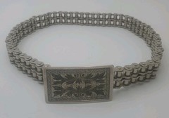Vintage 1970s Japan D.I.D.40 Motorcycle Chain Belt Etched Buckle 32&Prime; Stainless