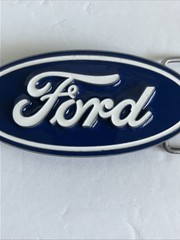 Ford Blue White Oval Metal Belt Buckle Cars Theme for Men Siskiyou F90