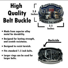 Trucker Belt Buckle Gift Set with 12 x 18 Inch American Flag – Patriotic Buckles