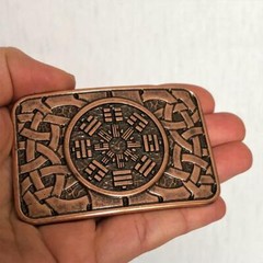 Metal Eight Trigrams Mens Ractangle Belt Buckle Brass Occult Plaque Celtic Cnot