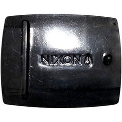 NIXON Mens Metal Faux Dark Wood Grain Black Logo Belt Buckle size Medium RARE!!