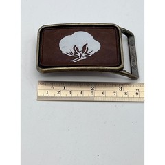 Vintage Delta Boll Weevil Belt Buckle Cotton Plant Brass Tone Rectangular
