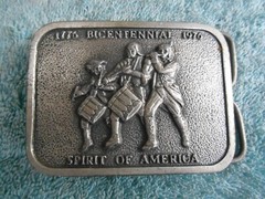 VINTAGE BICENTENNIAL 1776-1976 SPIRIT OF AMERICA METAL BELT BUCKLE