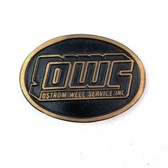 OWS Ostrom Well Service Belt Buckle Black Solid Brass DynaBuckle