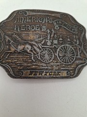 Americas Heroes New York Antiqued Fire Dept Brass 1.5&Prime; Belt Buckle Approx 4×3&Prime;