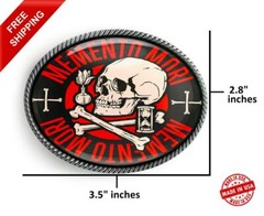 Memento Mori Belt Buckle – Victorian Skull Handmade Silver Buckle – 134-4